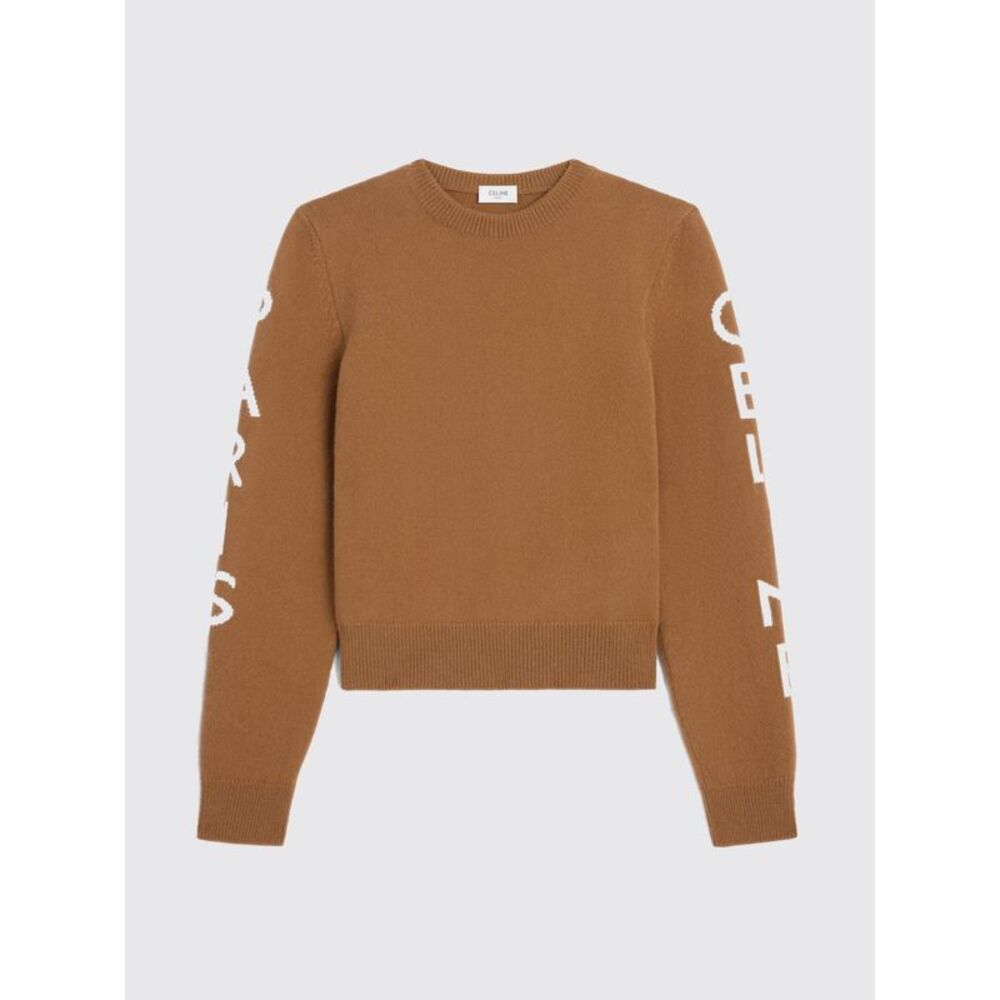 Celine Women Wool And Cashmere Knit Sweater With Logo Celine